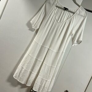 White Cotton short sleeve dress